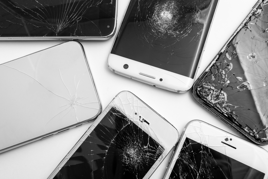 Top View of Broken Smartphones